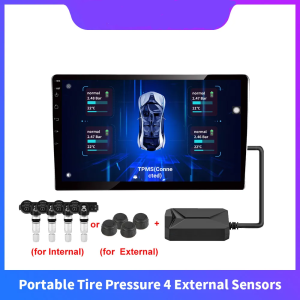 EKIY USB TPMS Tire Pressure Monitoring System for Car Radio Navigation Tyre Internal External Sensors Alarm Monitoring System