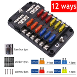 Car Boat  Fuse Box Holder With 12 Way Blade Fuse Holder Block & Warning Indicator  12V~24V Power Distribution Panel Board