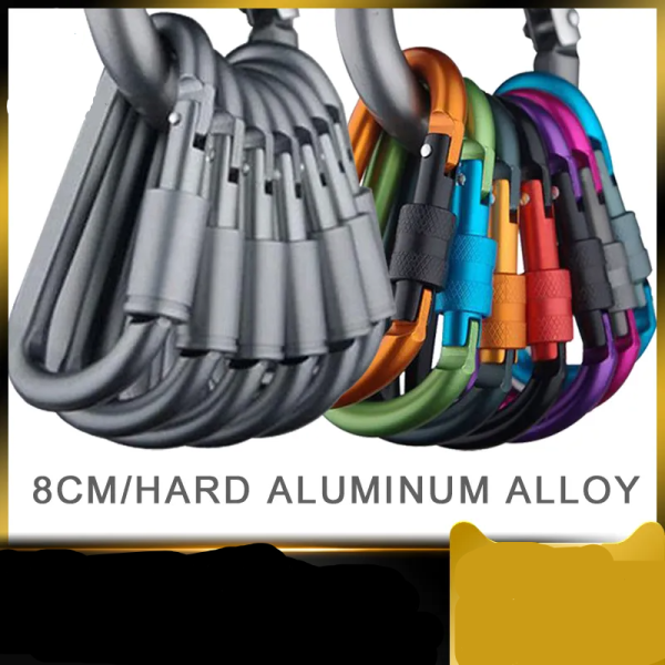 4Pcs Carabiner Travel Kit Camping Equipment Alloy Aluminum Survival Gear Camp Mountaineering Hook Outdoor Carabiner GYH