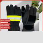 Fireman Gloves Wear-Resistance Non-Slip Thicken Fire Proof Gloves Reflective Strap Fire Resistant Gloves for FirefighterMen Glov