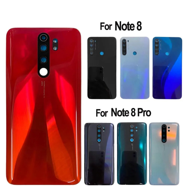 Glass For Xiaomi Redmi Note 8 Back Battery Cover Door Rear Glass For Redmi Note 8 Pro Battery Cover Housing Case With Lens+ Gule