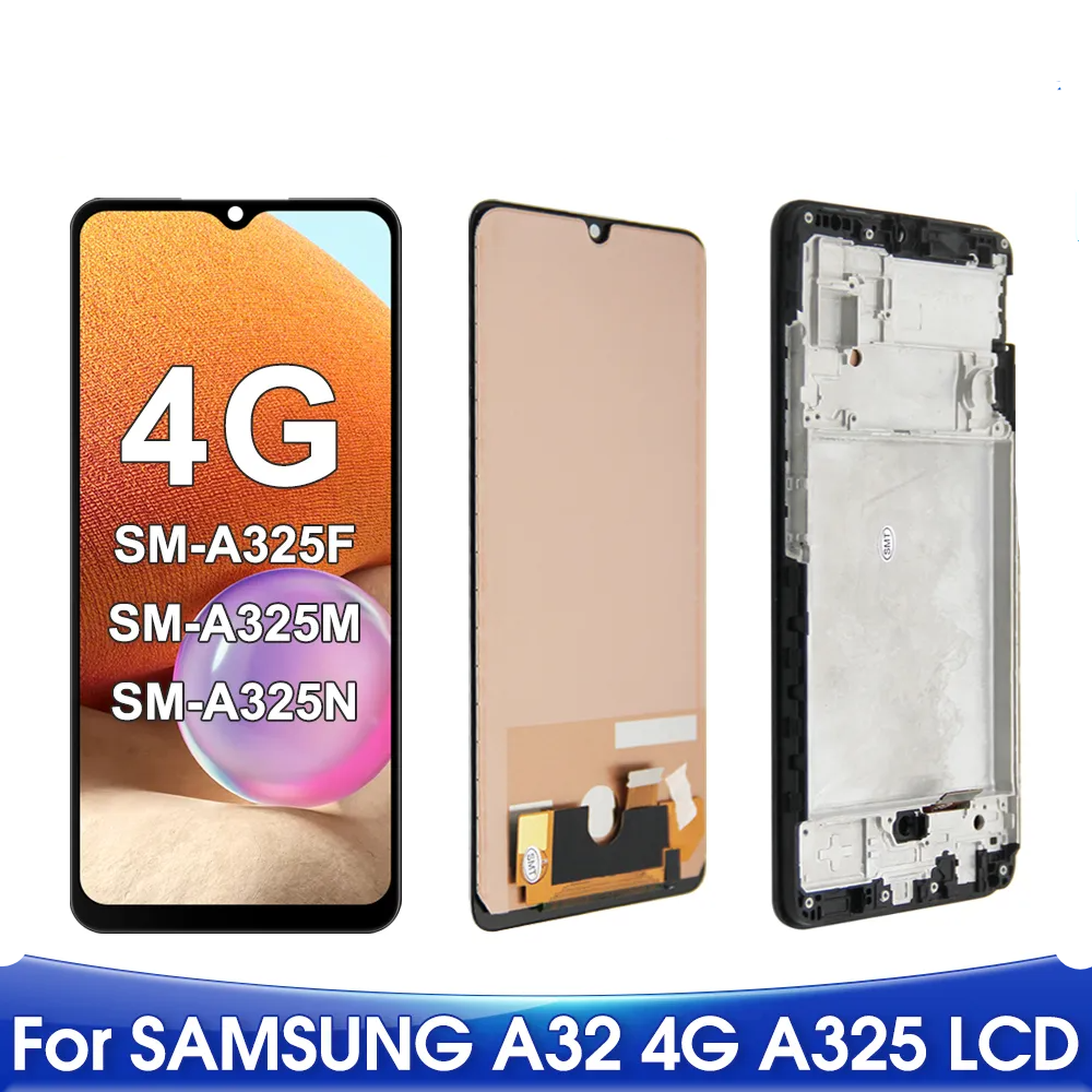 A325 High Quality OLED For Samsung Galaxy A32 4G A325F LCD Display Touch Screen Digitizer Assesmbly Replacement Parts with Frame