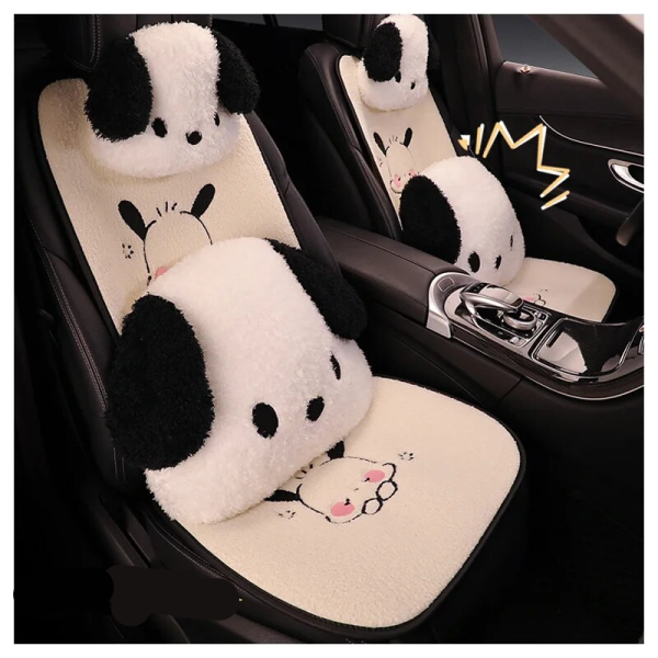 Cartoon Anime Pochacco Lamb Cashmere Car Neck Pillow Cushion Set Cute Auto Interior Accessories Kawaii Plush Soft Car Backrest