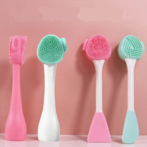 Double Head Face Cleansing Brush Silicone Face Massage Brush Exfoliating Facial Cleanser Skin Care Tool Massager