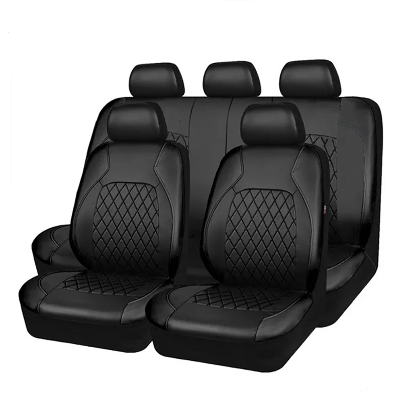 Universal Car Seat Cover Set PU Leather Vehicle Cushion Full Surrounded Protector Pad Anti-Scratch Fit Sedan Suv Pick-up Truck