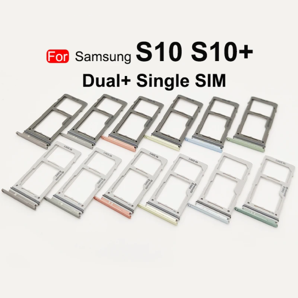 For Samsung Galaxy S10 Plus S10+ Dual & Single Sim Card Slot Tray Holder Sim Card Reader Socket Replacement Parts