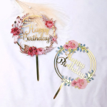 Rose Gold Birthday Party Cake Decorating Tools Happy Birthday Girl Boy Acrylic Cake Topper Baby Shower Dessert Accessories Tools