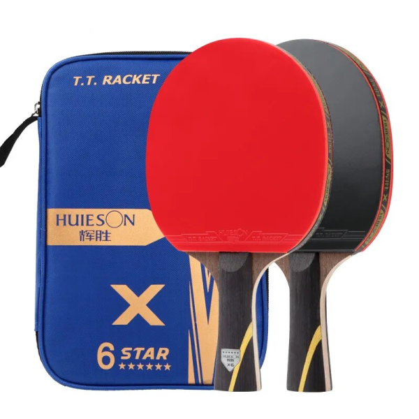 Huieson 6 Star Carbon Fiber Blade Table Tennis Racket Double Face Pimples Ping Pong Paddle Racket Set