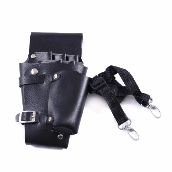 1Pcs Leather Hairdressing Case Tools Scissor Bag Barber Holster Pouch Holder Rivet Purse Adjustable Waist Shoulder Belt