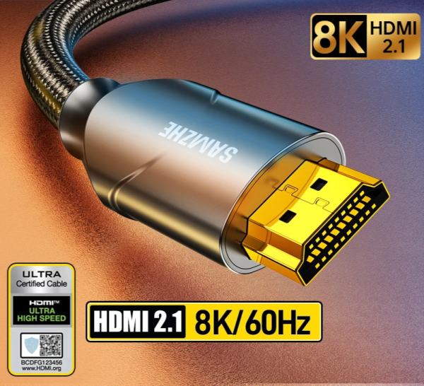 SAMZHE 8K HDMI Cable 48Gbs 2.1 Ultra High Speed Certified for PS5 TV Box USB HUB 8K@60Hz HDMI2.1 48Gbps eARC Dolby Vision HDMI