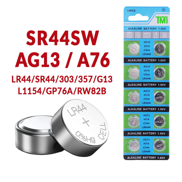 10PCS-50PCS 1.55V AG13 LR44 L1154 RW82 SR1154 SP76 pila SR44 Button Batteries A76 LR1154 GP7 Cell Coin Watch Toys Remote Battery