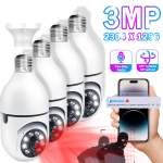 3MP 4PCS Wifi IP Camera Wireless Indoor Cameras Bulb Surveillance Video Home Security Baby Monitor Night Vision Smart Tracking