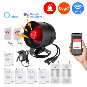 Tuya Smart WIFI Wireless Security Alarm System Siren 433Mhz Home Burglar Motion Door Sensor Compatible Google Home Alexa
