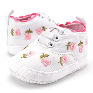 Baby Girl Shoes White Lace Floral Embroidered Soft Shoes Prewalker Walking Toddler Kids Shoes First Walker