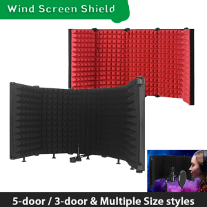 Microphone Isolation Shield Wind Screen High Density Absorbing Foam Live Broadcast Microphone Shield Sound-proof Plate 3/5-Panel