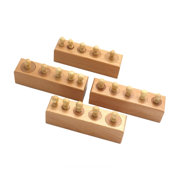 LIQU Montessori Knobbed Cylinder Socket Montessori Materials Wooden Cylinders Ladder Blocks Educational Wooden Toy