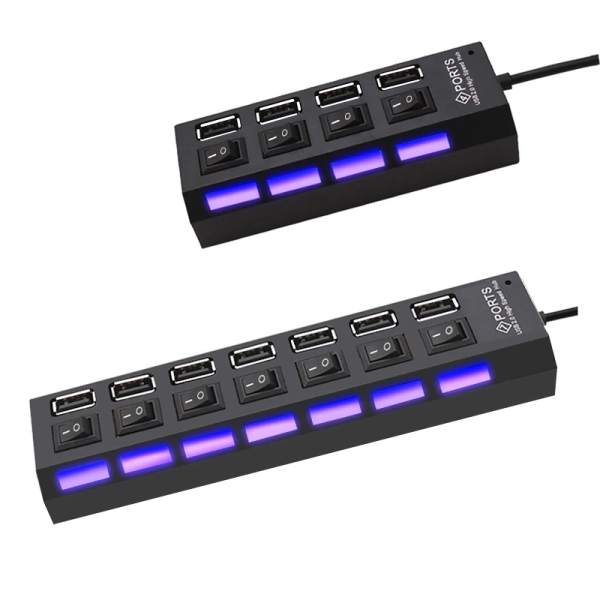 USB 2.0 Hub USB Hub 2.0 Multi USB Splitter Hub Use Power Adapter 4/7 Port Multiple Expander 2.0 USB Hub with Switch for PC