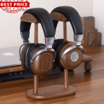 Dual headphone holder Walnut wood headphone holder Minimalist style headphone hanger Solid wood headphone storage rack